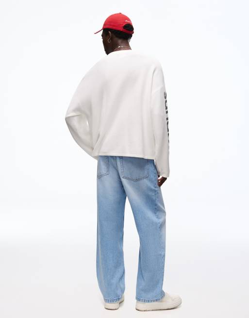Bershka - Jean baggy - Bleu clair, 3 de 4