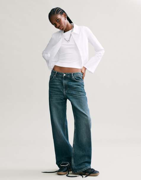 Bershka - Jean baggy - Bleu effet sali - view 1