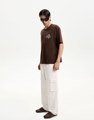 Bershka - Jean baggy cargo - Blanc - view 1