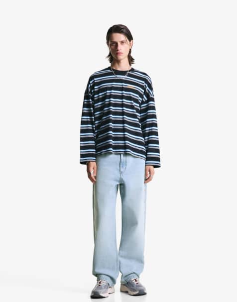 Bershka - Jean baggy clouté - Bleu moyen - view 1