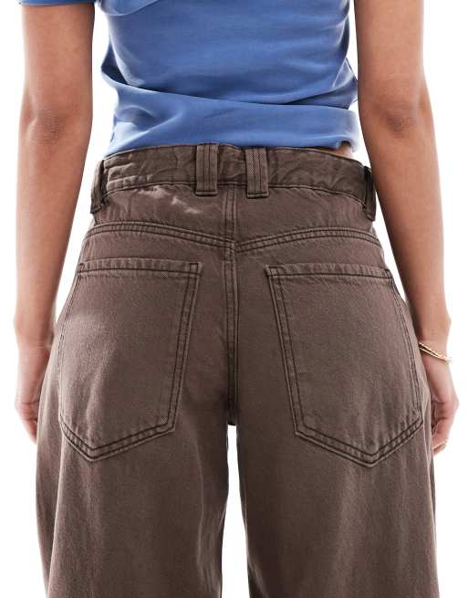 Bershka - Jean baggy coupe bouffante - Marron, 4 de 5