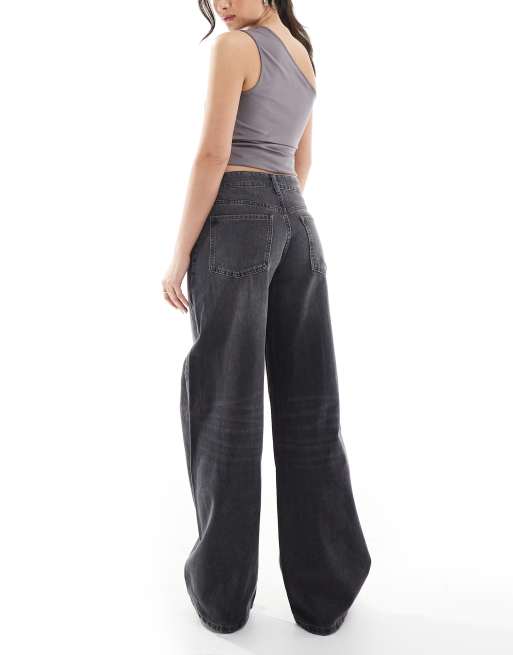 Bershka - Jean baggy droit - Gris foncé, 2 de 5