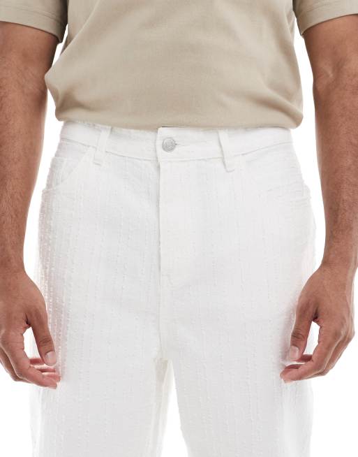 Bershka - Jean baggy en jacquard - Écru, 5 de 5