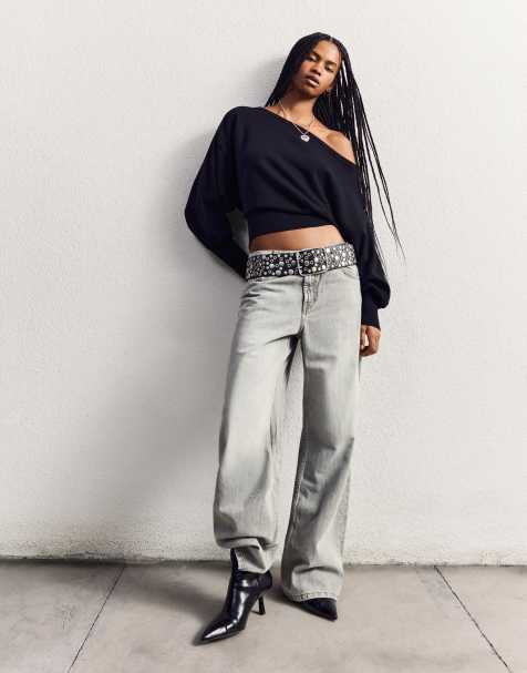 Bershka - Jean baggy - Gris clair - view 1