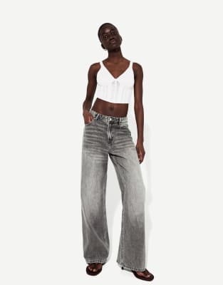 Bershka - Jean baggy - Gris