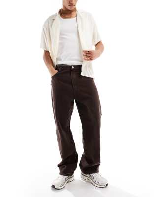 Bershka - Jean baggy - Marron chocolat