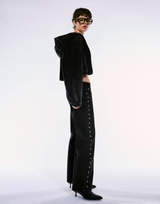 Bershka - Jean baggy orné d'étoiles et de clous - Noir