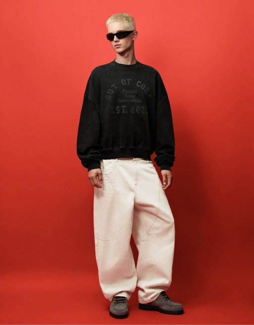 Bershka jean baggy out of core en écru, 2 de 7