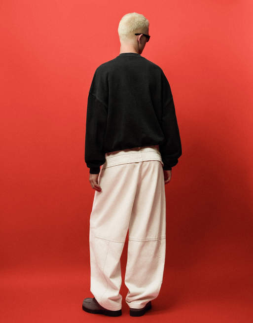 Bershka jean baggy out of core en écru, 4 de 7
