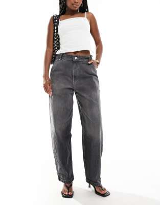 Bershka - Jean baggy style skateur - Gris effet sali