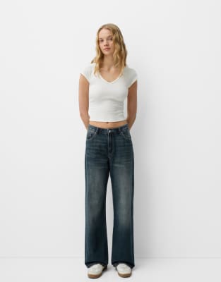 Bershka - Jean baggy - Vert