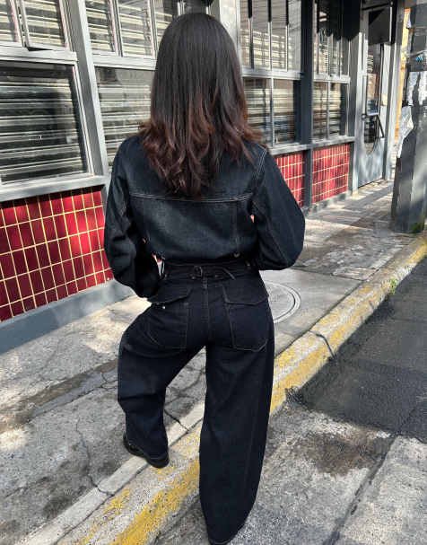 Bershka jean ballon avec boucle au dos bleu - view 1