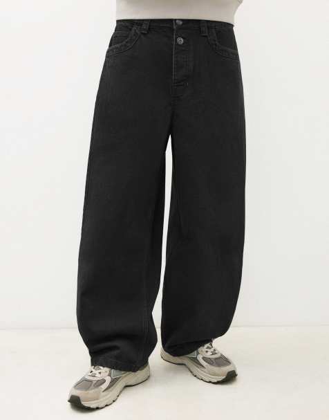 Bershka jean barrel fit noir - view 1