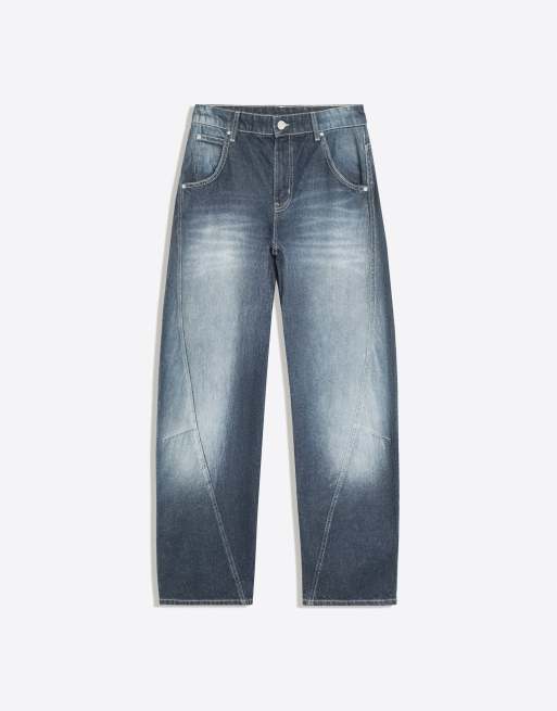Bershka jean barrel taille basse bleu marine, 6 de 6