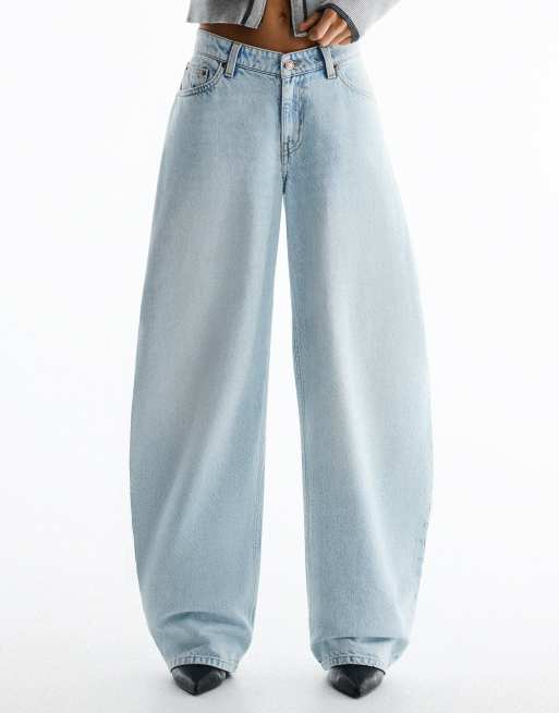 Bershka jean barrel taille haute bleu clair, 4 de 5