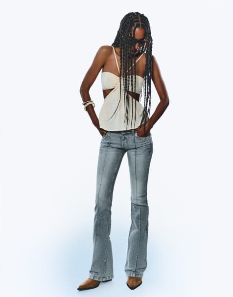 Bershka - Jean bootcut à taille basse - Gris - view 1