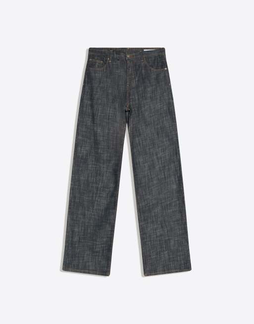 Bershka - Jean boyfriend texturé à taille basse - Bleu jean, 4 de 4