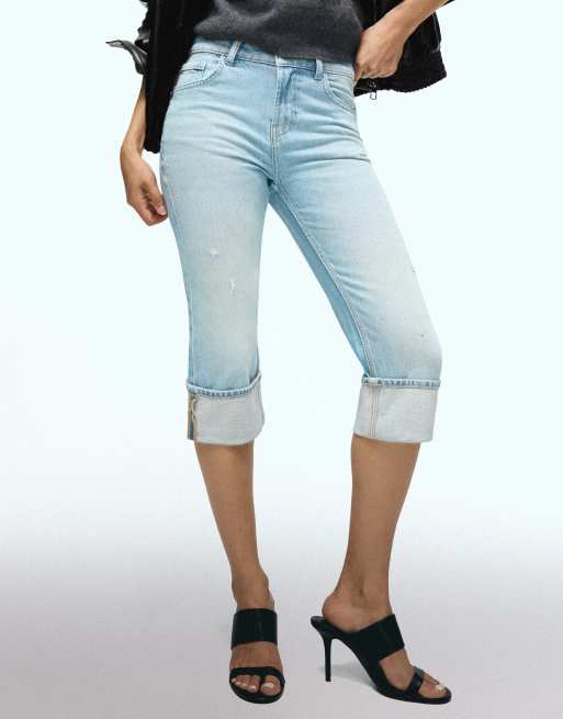 Bershka jean capri retroussés bleu clair, 4 de 5