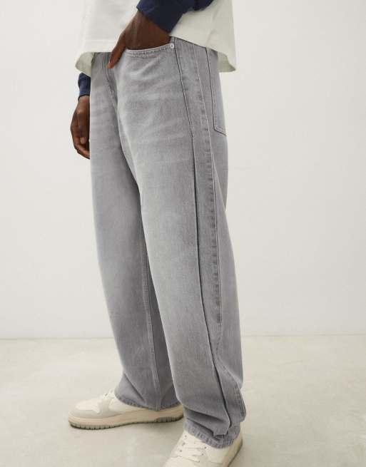 Bershka jean coupe loose gris clair, 4 de 5