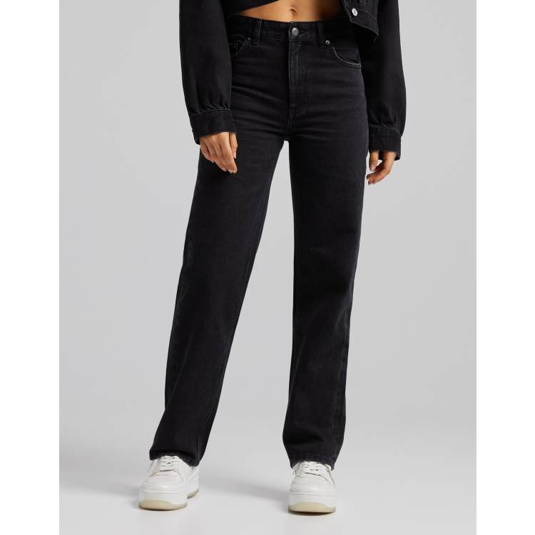 Bershka Jean dad taille haute Noir