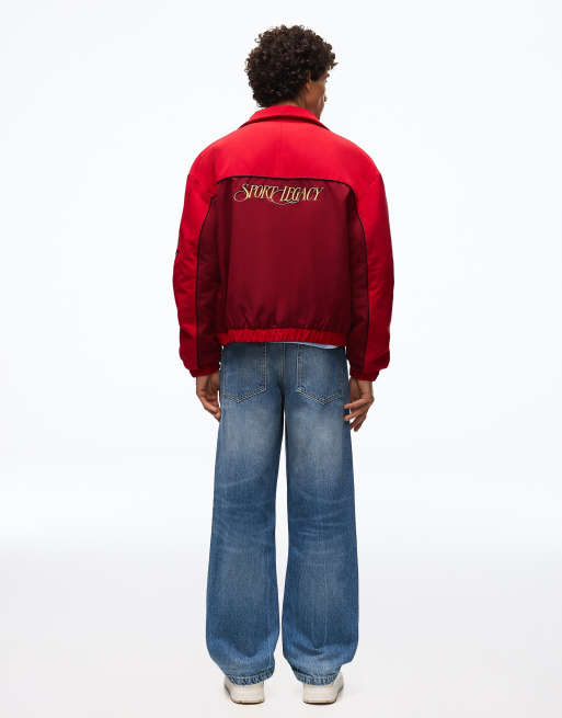 Bershka - Jean droit ample - Bleu moyen, 3 de 4