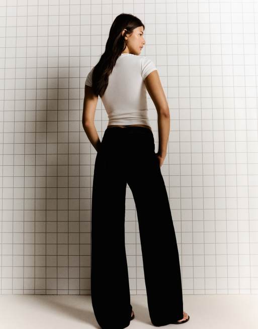Bershka - Jean droit ample taille haute - Noir, 3 de 5