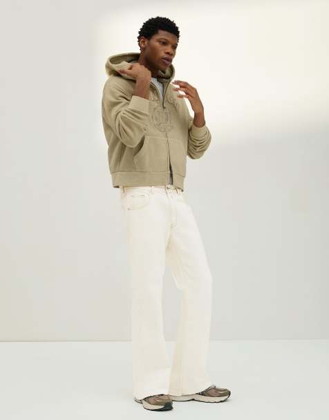 Bershka - Jean droit évasé - Écru - view 1