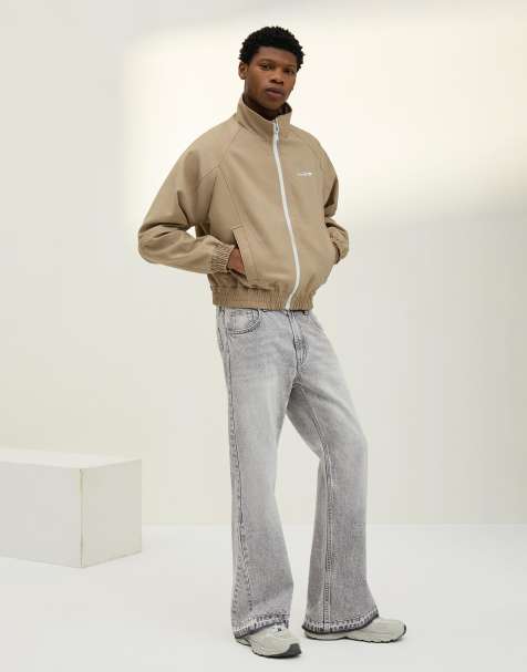 Bershka - Jean droit évasé - Gris clair - view 1