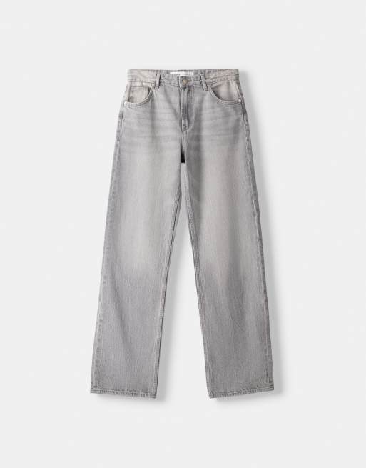 Bershka - Jean droit - Gris clair, 5 de 5