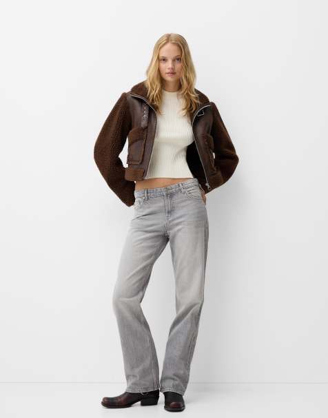 Bershka - Jean droit - Gris clair - view 1