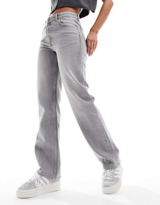 Bershka - Jean droit - Gris délavé, 4 de 5