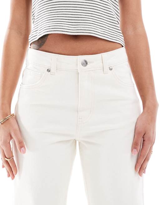Bershka - Jean droit large - Blanc, 5 de 5