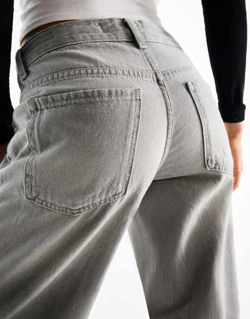 Bershka jean droit taille basse gris clair, 4 de 5