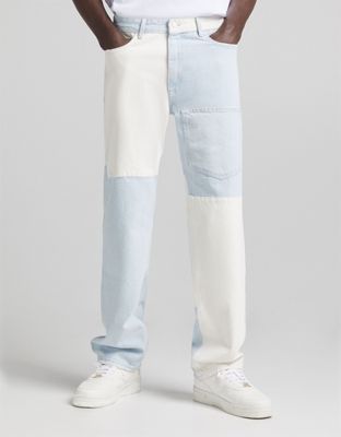 Jeans Bershka - Jean effet raccordé style années 90 - Multicolore