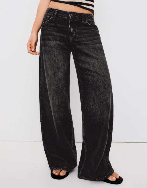 Bershka - Jean large à taille basse - Noir, 4 de 6