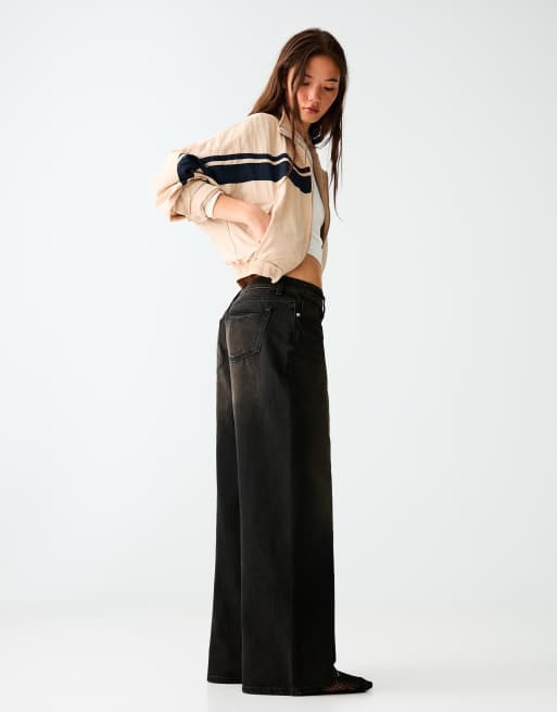 Bershka - Jean large à taille basse - Noir, 2 de 5