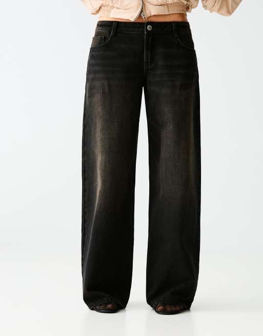 Bershka - Jean large à taille basse - Noir, 4 de 5