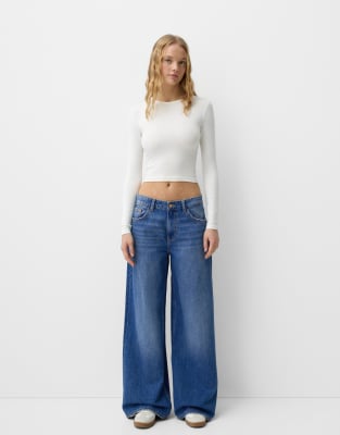 Bershka - Jean large - Bleu denim