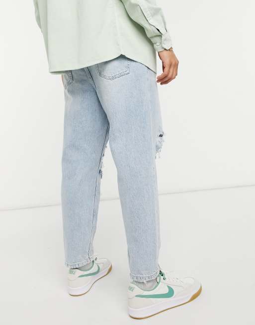 Bershka Jean large d chir Bleu clair ASOS