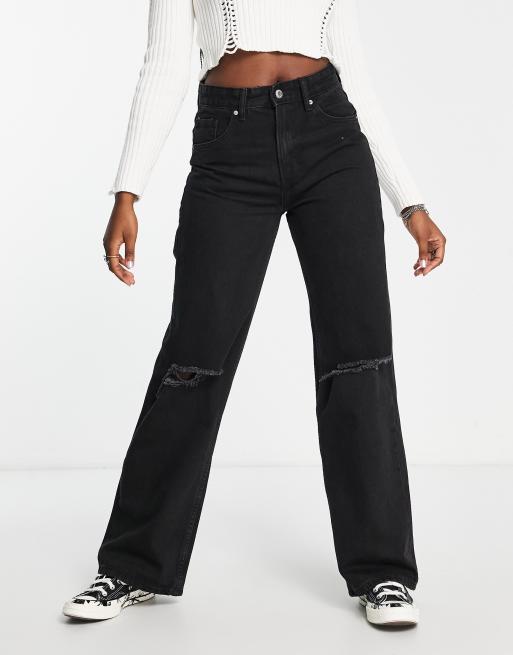 Bershka - Jean large déchiré style années 90 - Noir, 4 de 4