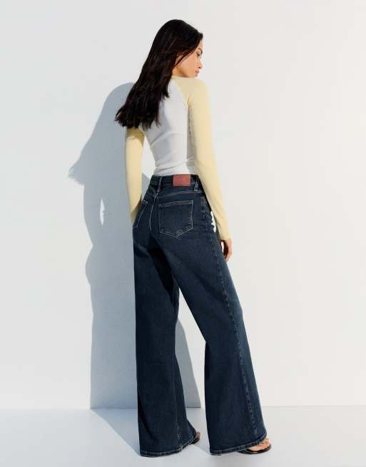 Bershka - Jean large taille haute - Bleu denim, 4 de 5