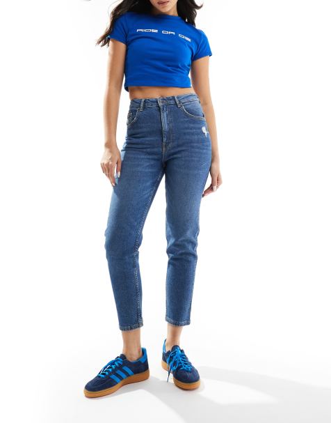 Bershka - Jean mom confort - Bleu moyen - view 1