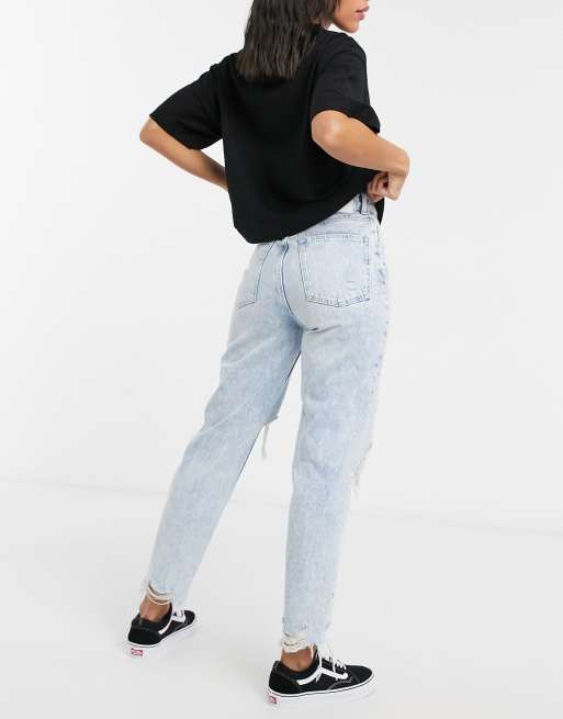 Jean mom 2025 fit déchiré bershka