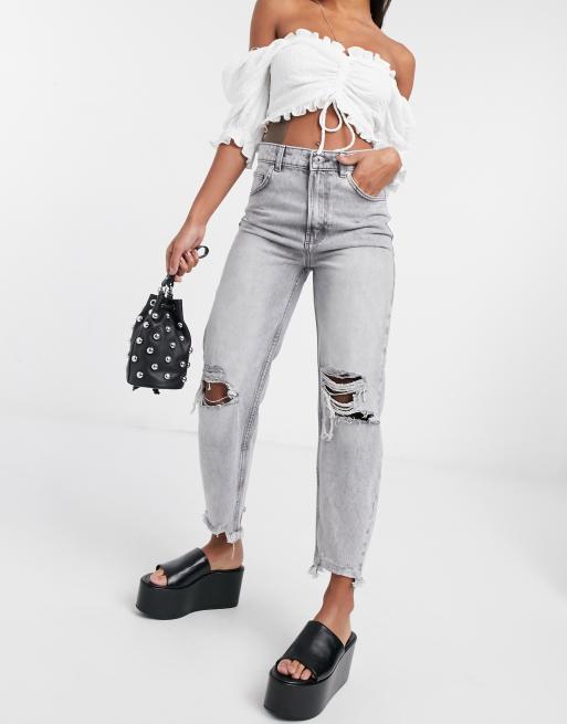 Jean mom fit déchiré bershka new arrivals