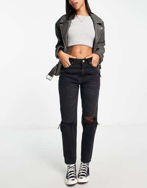 Bershka Jean mom dechire Noir