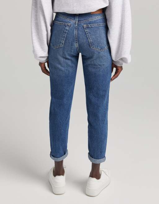 Jean mom fit bleu fonce hotsell