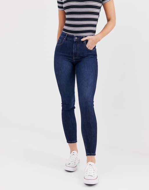 jean bleu taille haute bershka