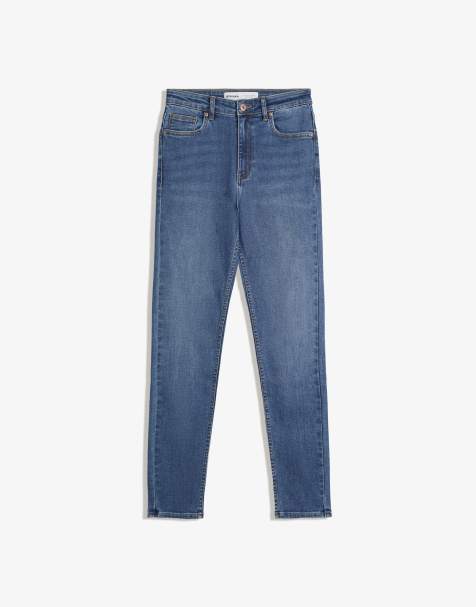 Bershka - Jean skinny doux à taille ultra haute - Bleu moyen - view 1