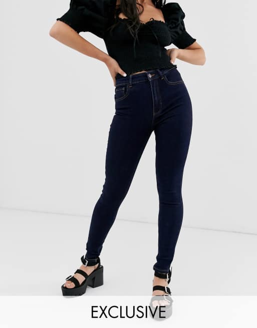 jean bleu taille haute bershka