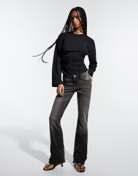 Bershka - Jean slim bootcut taille basse - Noir - view 1